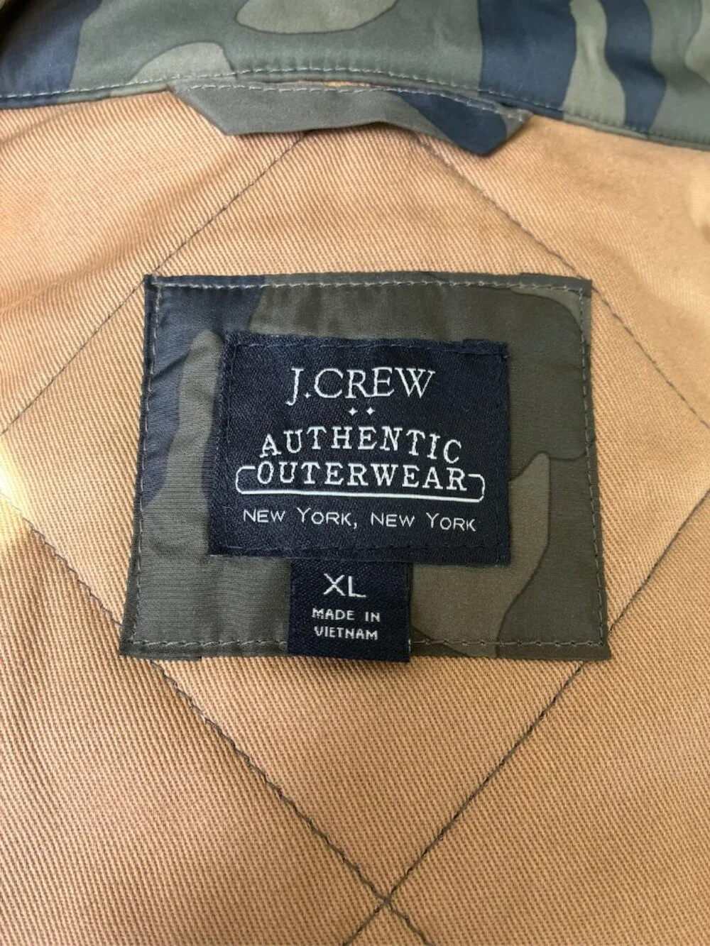 J. Crew Camo Quilted Vest - Size XL